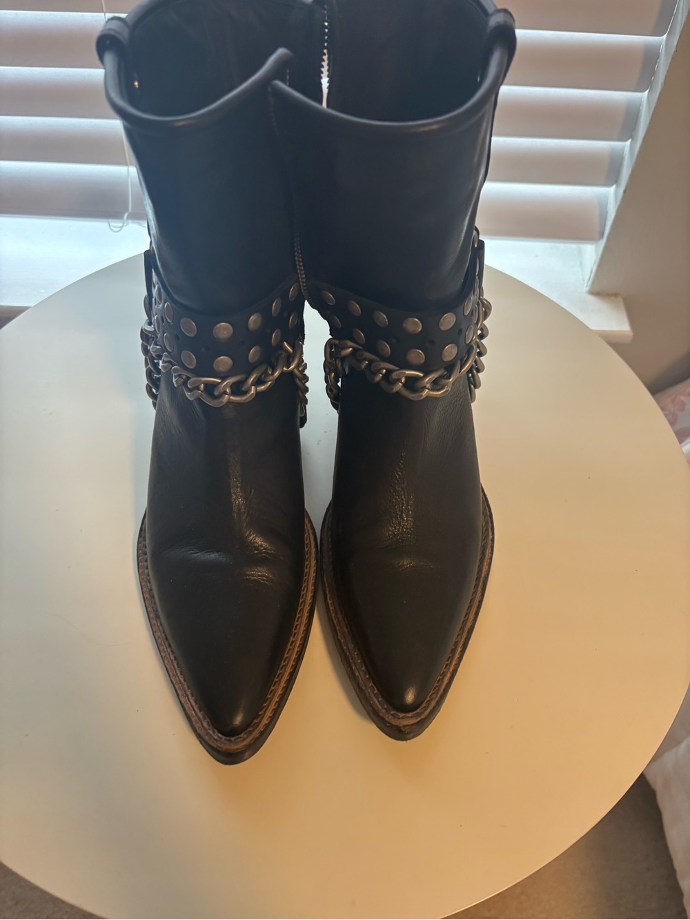 We The Free Black Studded Chain Western Ankle Boots